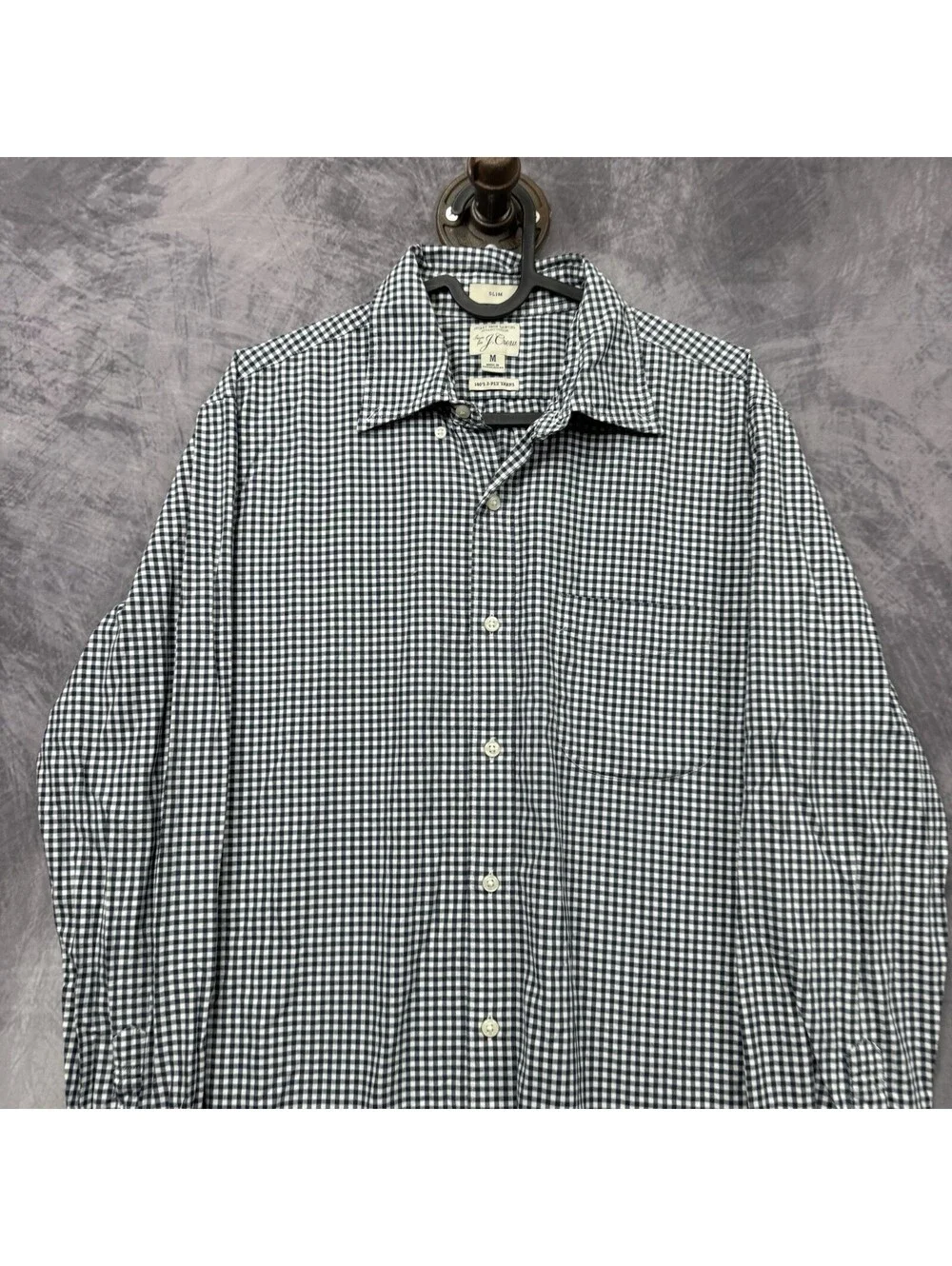 J.Crew Secret Wash Shirt Mens M Blue Plaid Slim Untucked Organic Cotton